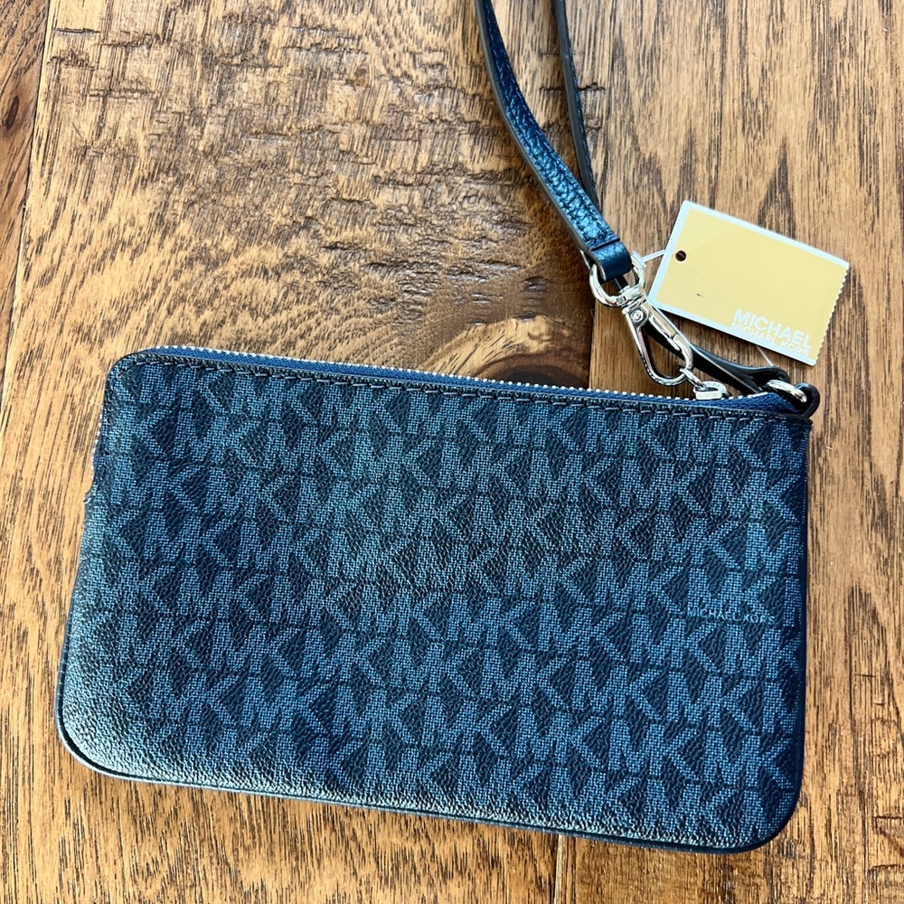 Michael Kors Black and Blue Monogram Wristlet - Picture 3 of 4